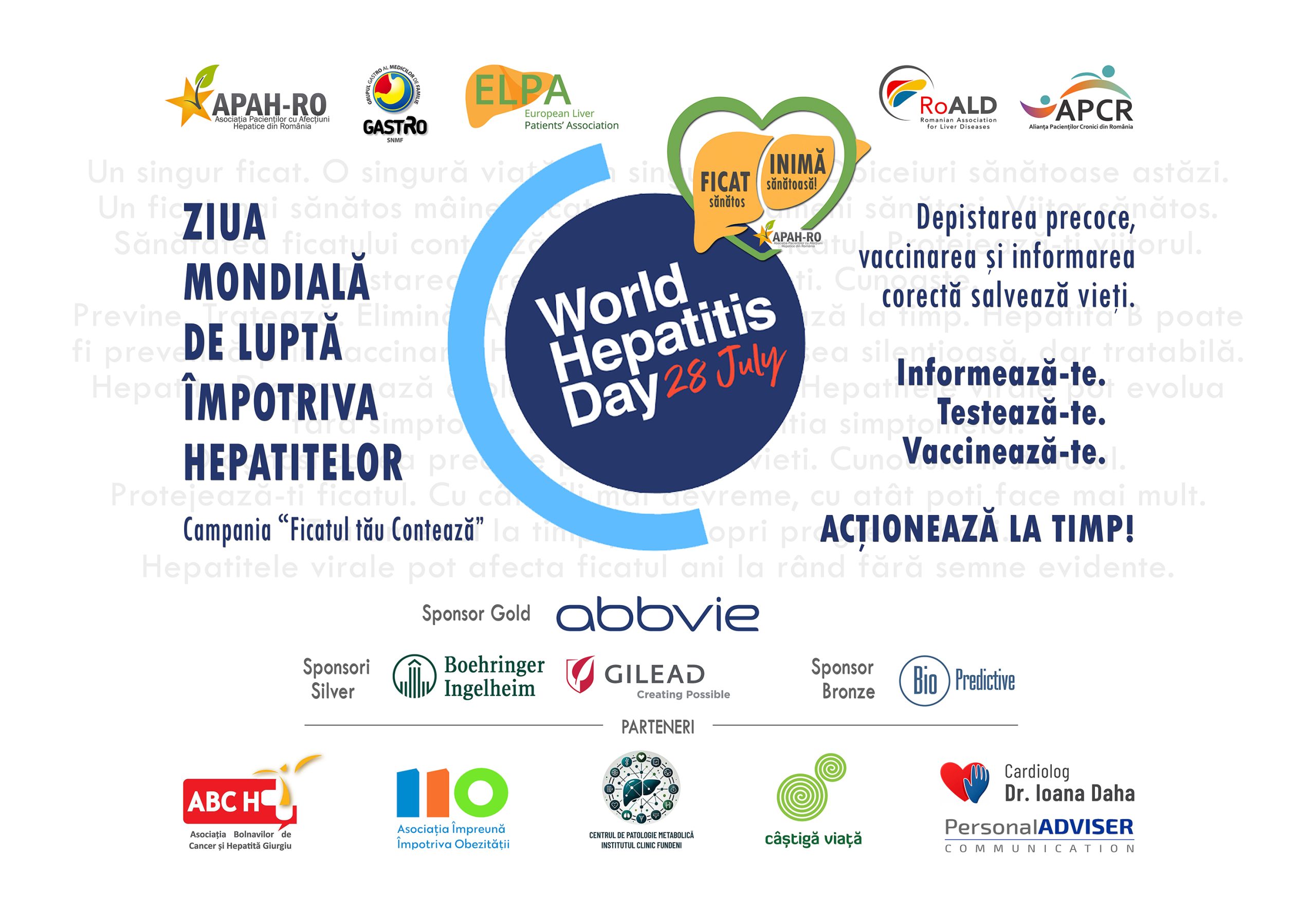 ● 25 iulie 2026 - Eveniment București - Ziua Mondială de Luptă Împotriva Hepatitelor